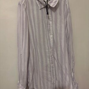 River Island White and Light Lilac Stripe Button-Up Blouse